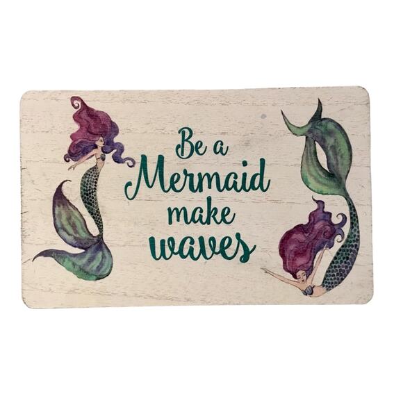 Set of 2 Mermaid Themed Wall Art Planks - Picture 2 of 3